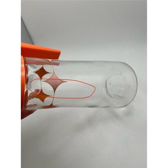 Vintage Anchor Hocking Orange Starburst Atomic Glass MCM Juice Pitcher 28 oz. - Picture 8 of 10